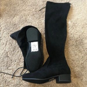 Above the Knee Black Suede Boots